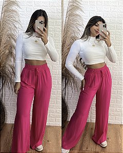 Calça Pantalona Rosa - Boutique Algodão Rosa