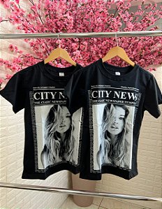 T-shirt City News Preta