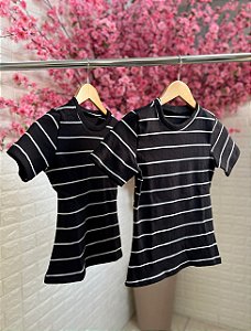 Blusa Listrada Preta e Branca