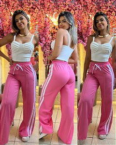 Calça Listrada Rosa