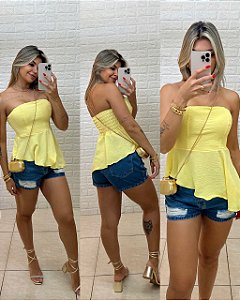 Blusa Tomara que caia amarela