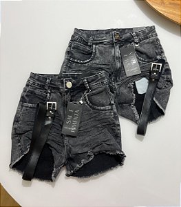 Short Jeans Escuro Sal e Pimenta