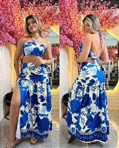 Conjunto Grécia Azul Flores