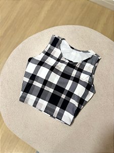 Cropped Quadriculado Preto e Branco