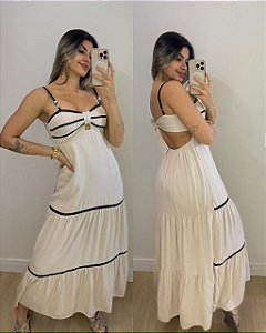 Vestido Franciny Bege