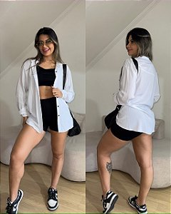 Camisa Branca Botões Manga longa