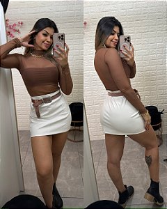 Saia Branca Zíper