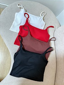 Cropped Alcinha Canelado Branco