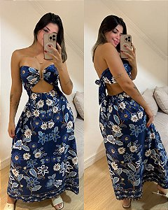 Vestido Amélia Azul Flores