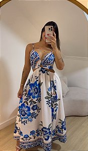 Vestido Georgia Branco Flores