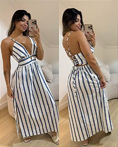 Vestido Listras Azuis