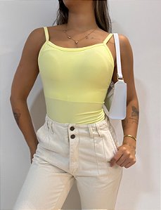 Body Cavado Alça Amarelo