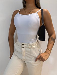 Body Cavado Alça Branco