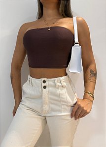 Cropped Faixa Marrom
