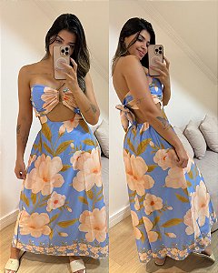 Vestido Amélia Azul Flores
