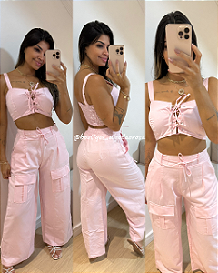 Conjunto Jaque Rosa