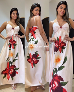Vestido Carmen Flor Vermelha