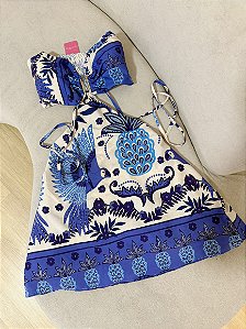 Macaquinho Lola Estampa Azul Tropical