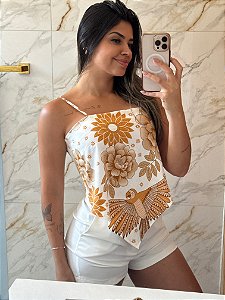 Blusa Eliane Estampa Bege