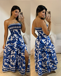 Vestido Alicia Pássaro e Coqueiro