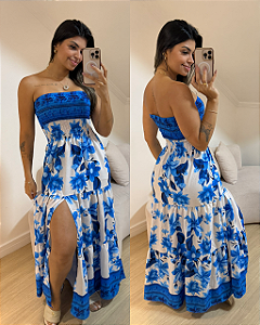 Vestido Alicia Estampa Azul Flores