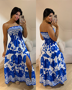 Vestido Alicia Estampa Azul Pássaro