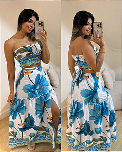 Conjunto Dandara Estampa Flor Azul