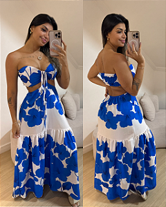 Vestido Lily Estampa Flor Azul