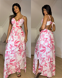 Vestido Elizandra Branco Flores Rosas