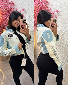 Jaqueta Esportiva Branco e Azul