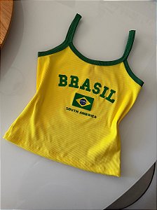 Cropped Brasil Alcinha Amarelo