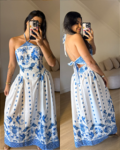 Vestido Milena Estampado Azul