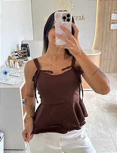 Blusa laço marrom