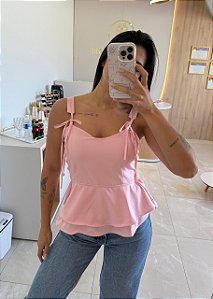 Blusa Peplum Rosa