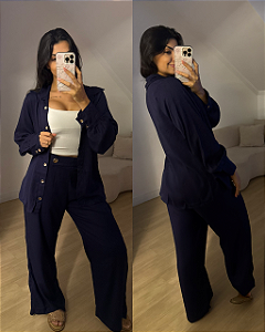 Conjunto Bárbara Azul Camisa + Calça