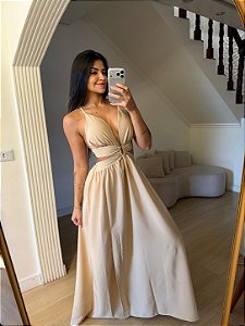 Vestido Eduarda Bege