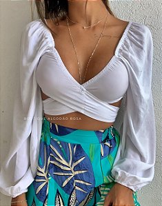 Cropped Tigre Neon Branco - Boutique Algodão Rosa