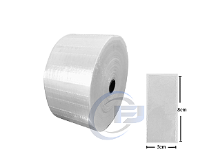 Bobina Unitarização de Medicamentos 3x8 Transparente Picotada S/ Fita Rolo com 10.000 FJ