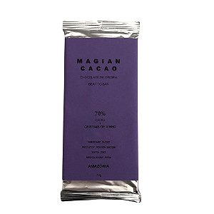 Barra de Chocolate 70% Cacau Amazônia com Cristais de Vinho - Magian Cacao