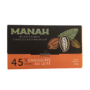 Barra de Chocolate 45% Cacau ao Leite - Manah