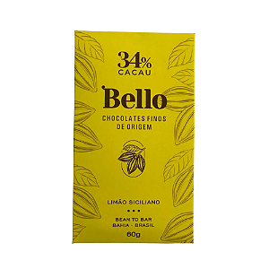 Barra de Chocolate Branco 34% Cacau com Limão Siciliano - Bello Chocolates Finos