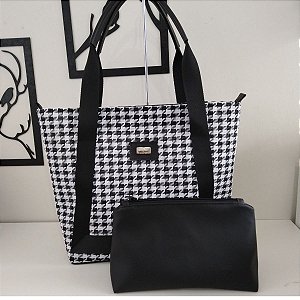 Bolsa De Praia Com Necessaire Tela Pied Poule