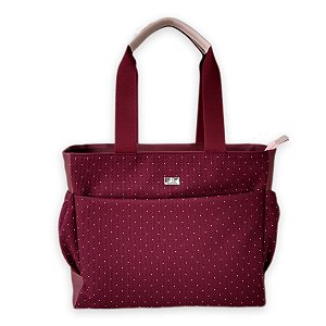 Bolsa Tote Grande - Bolsa Para Notebook Tweed Poá Marsala