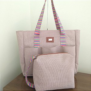 Bolsa de Praia em Tela  Kit Dalulus - Bege Colors