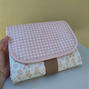Trocador Portatil Grande Ursos Rosa