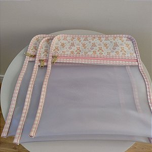 Kit Envelopes Organizadores para maternidade Urso Rosa