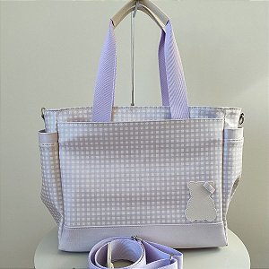 Bolsa Tote da Mamãe Xadrez Lilás