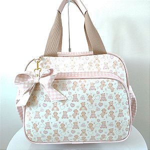 Bolsa Maternidade Elegance Média Ursos Rosa