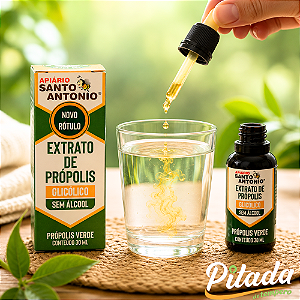 Extrato de Própolis Verde Glicólico Sem Alcool 30ml - Apiário Santo Antônio