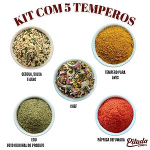 Kit Páprica Defumada, Cebola Salsa e Alho, Tempero do Chef, Limão e Ervas, Natural para Legumes